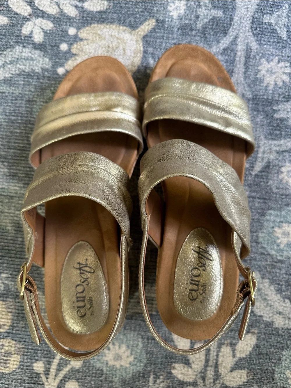 Eurosoft by Sofft Kahley Gold Cork Wedge Sandals Size 7